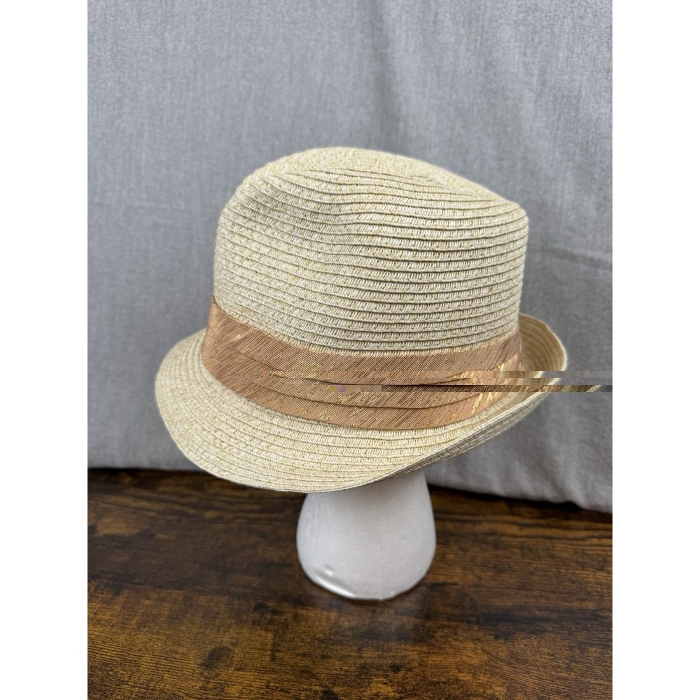 Gap women's Metallic banded straw fedora S/M - Picture 7 of 13